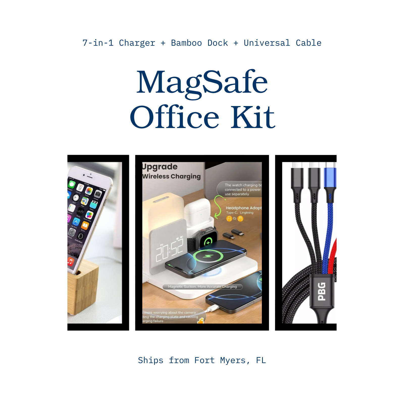 MagSafe Office Kit — 7-in-1 Charger + Bamboo Dock + 4-in-1 Cable
