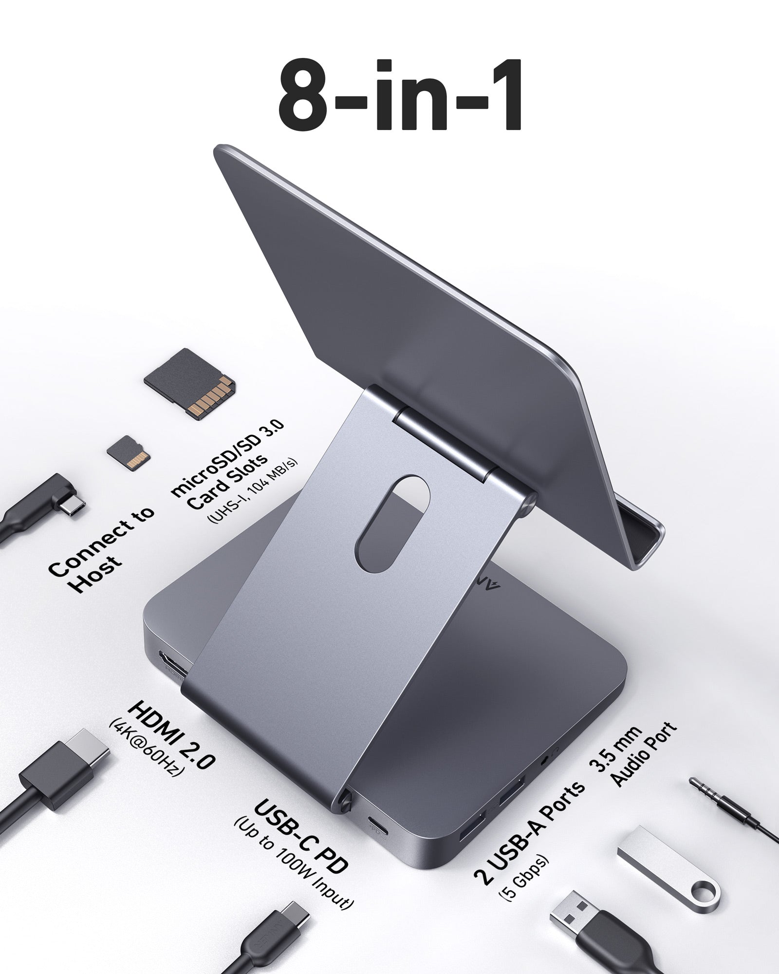 Anker 551 USB-C Hub (8-in-1, Tablet Stand)