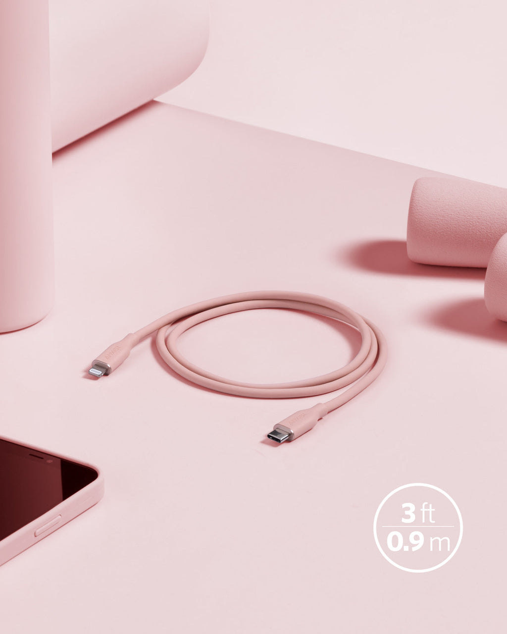 Anker 641 USB-C to Lightning Cable (3 ft, Flow Silicone)