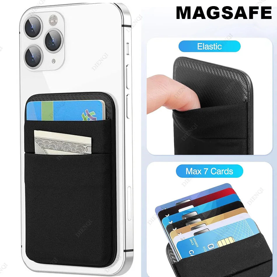 Mobile Phone Magsafe Wallet Mag Card Holder Elastic Slim Cardholder