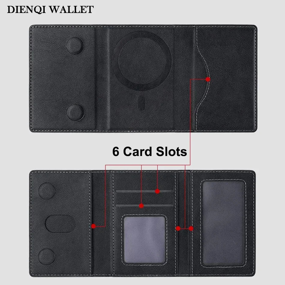 Trifold Magnetic Phone Wallet PU Leather Card Bag Magsafe Card Holder