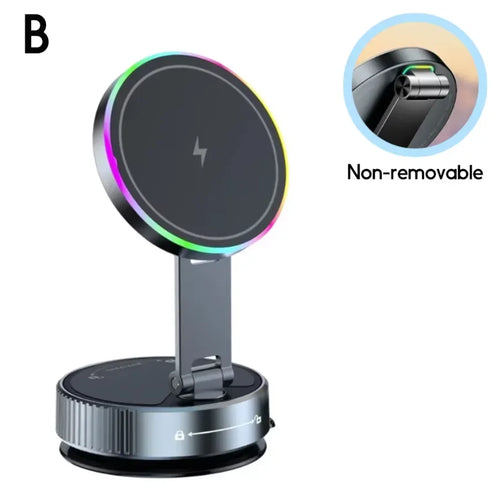 MagSafe Car Mount — 15W Wireless Charger with RGB & Vacuum Grip