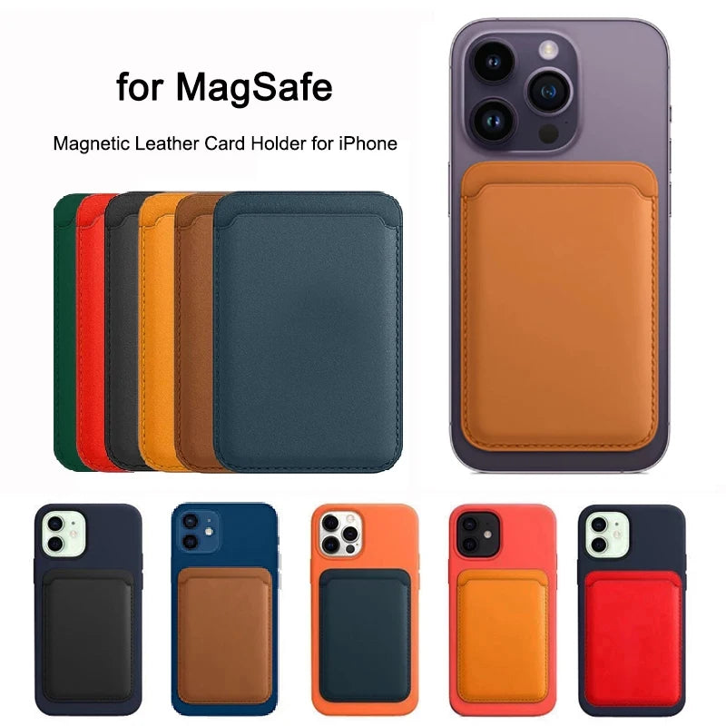 For Magsafe Magnetic Luxury Leather Adsorption Card Holder Wallet Case
