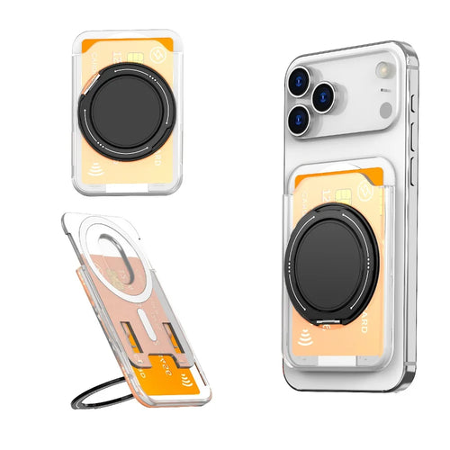 MagSafe Ring Stand & Wallet — 360° Rotating Card Holder Case