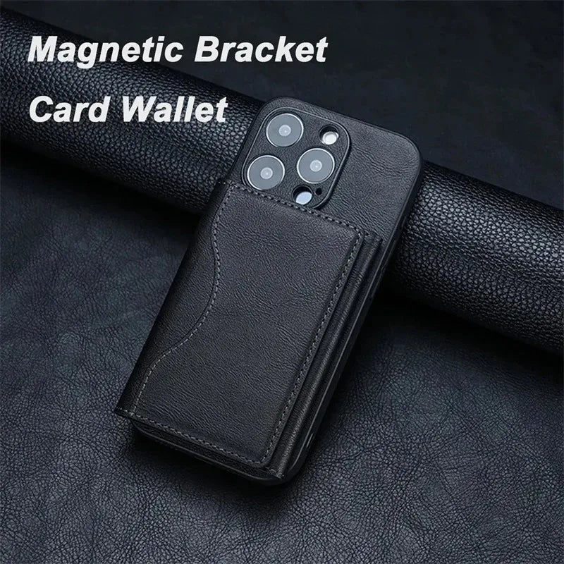 Powerful Magnetic Leather Wallet Magsafe for IPhone 16 15 Pro Max for