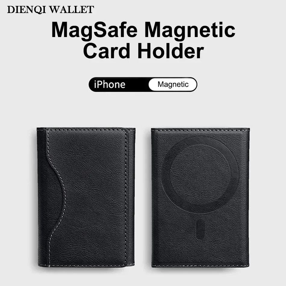 Trifold Magnetic Phone Wallet PU Leather Card Bag Magsafe Card Holder