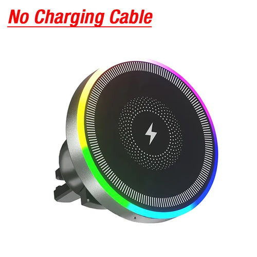 RGB Light Car Magnetic Phone Holder Air Vent Stand Wireless Charger