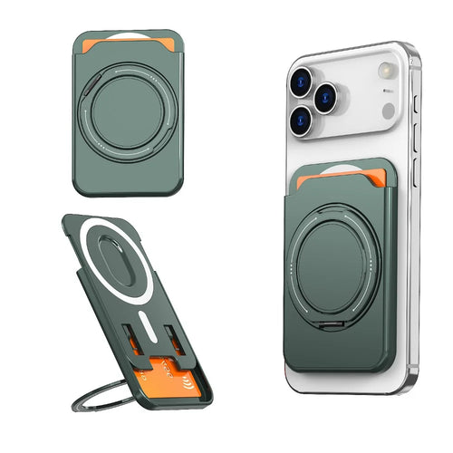 MagSafe Ring Stand & Wallet — 360° Rotating Card Holder Case