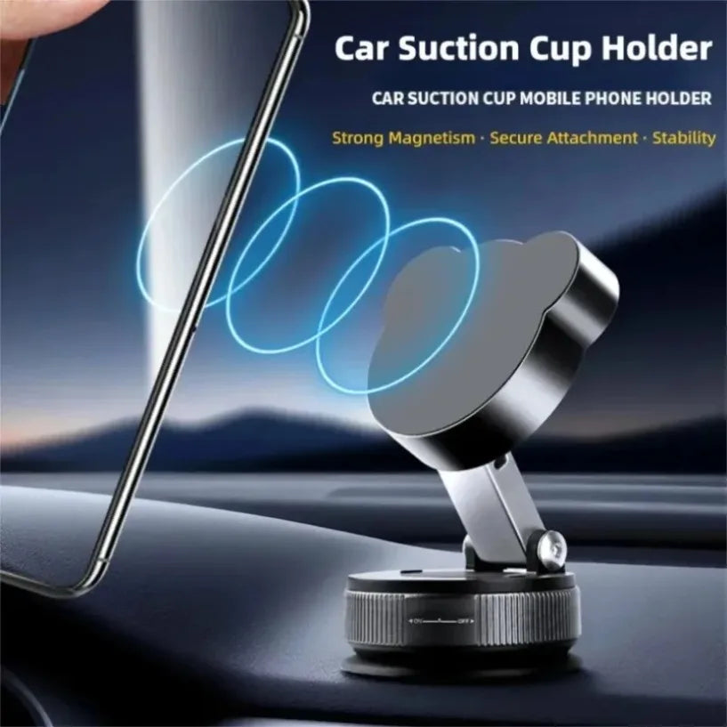 Car Vacuum Suction Cup Magnetic Phone Holder Foldable Desk Stand For