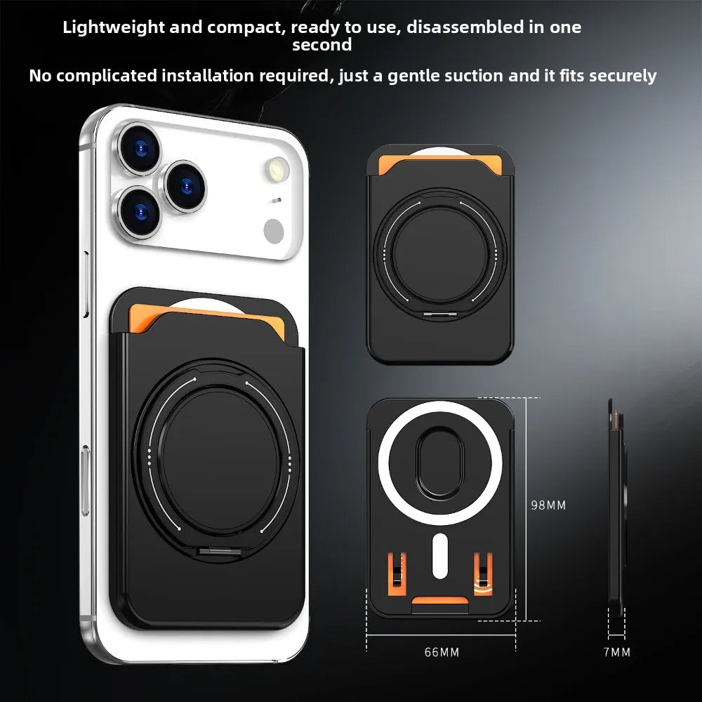 MagSafe Ring Stand & Wallet — 360° Rotating Card Holder Case