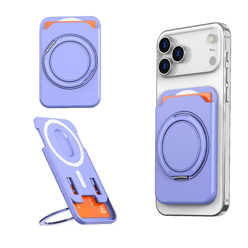 MagSafe Ring Stand & Wallet — 360° Rotating Card Holder Case