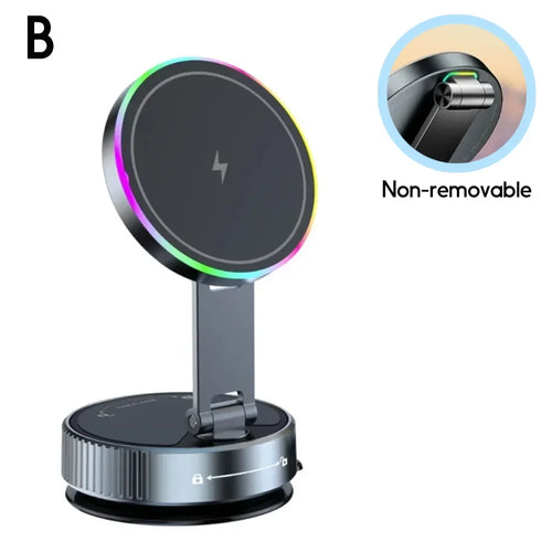 MagSafe Car Mount — 15W Wireless Charger with RGB & Vacuum Grip