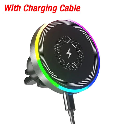 RGB Light Car Magnetic Wireless Charger Phone Holder Air Vent Stand