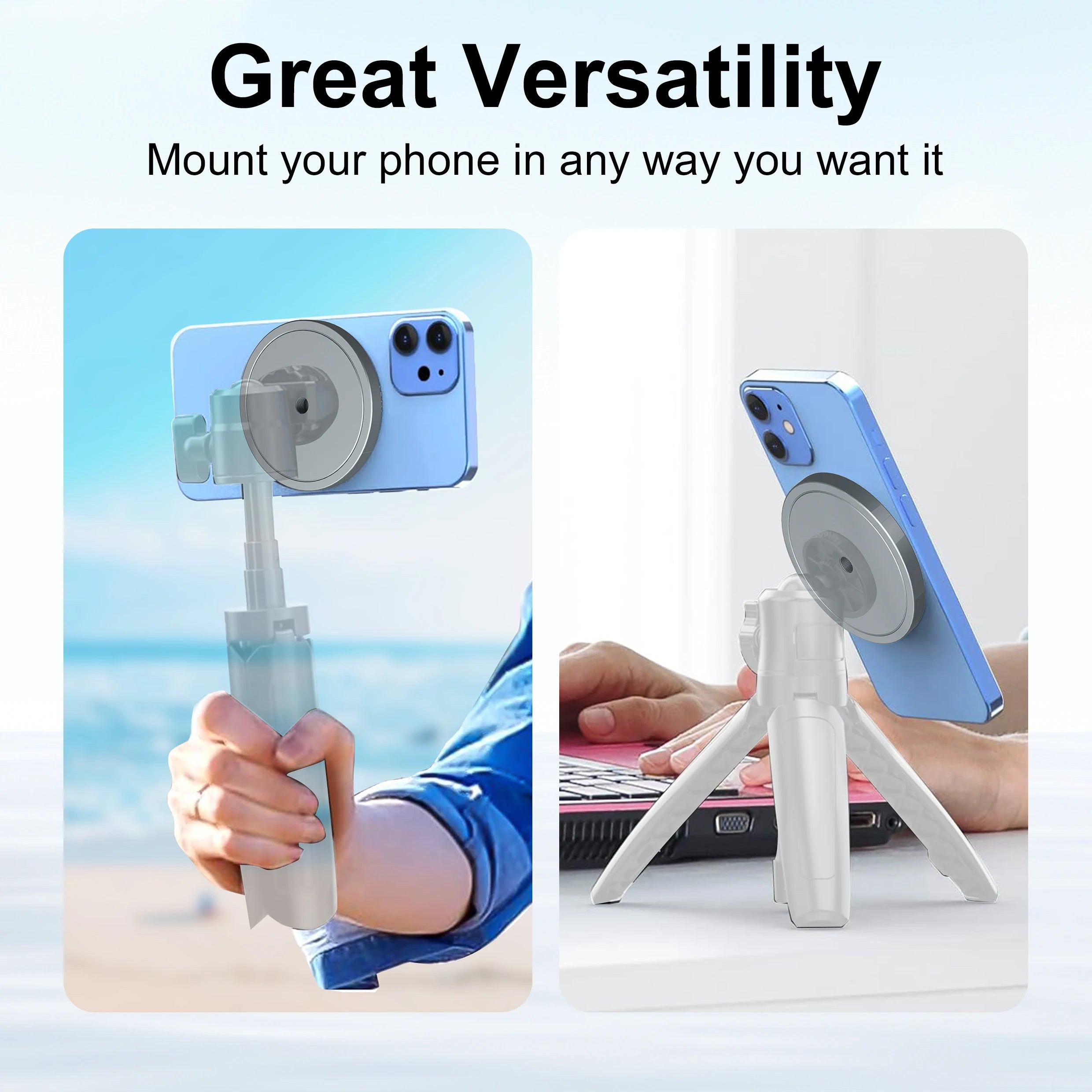 MagSafe Tripod Mount — 1/4" Thread, Lightweight & Compact