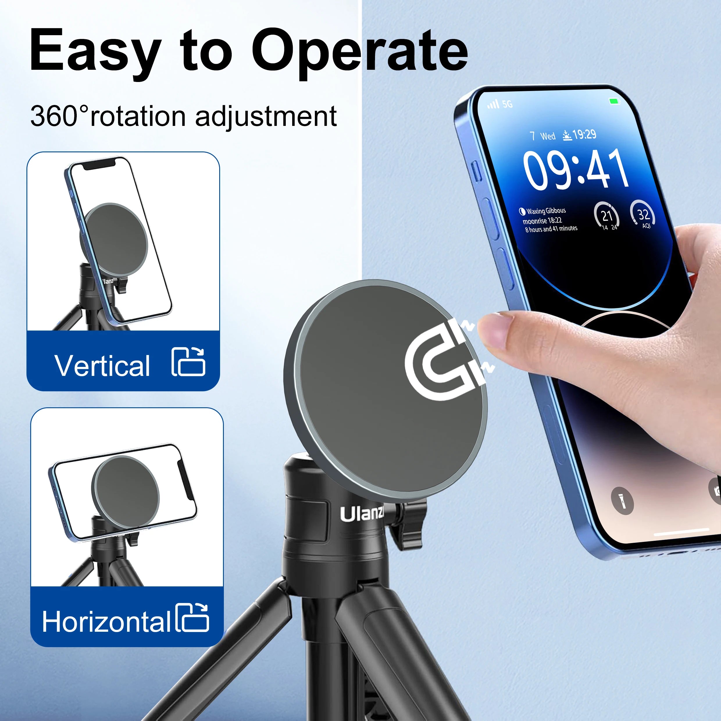 MagSafe Tripod Mount — 1/4" Thread, Lightweight & Compact