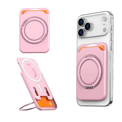 MagSafe Ring Stand & Wallet — 360° Rotating Card Holder Case