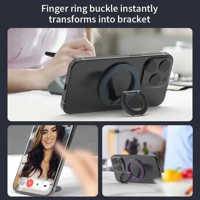 Double Sided Magnetic Phone Ring Holder Portable Folding Stand Phone