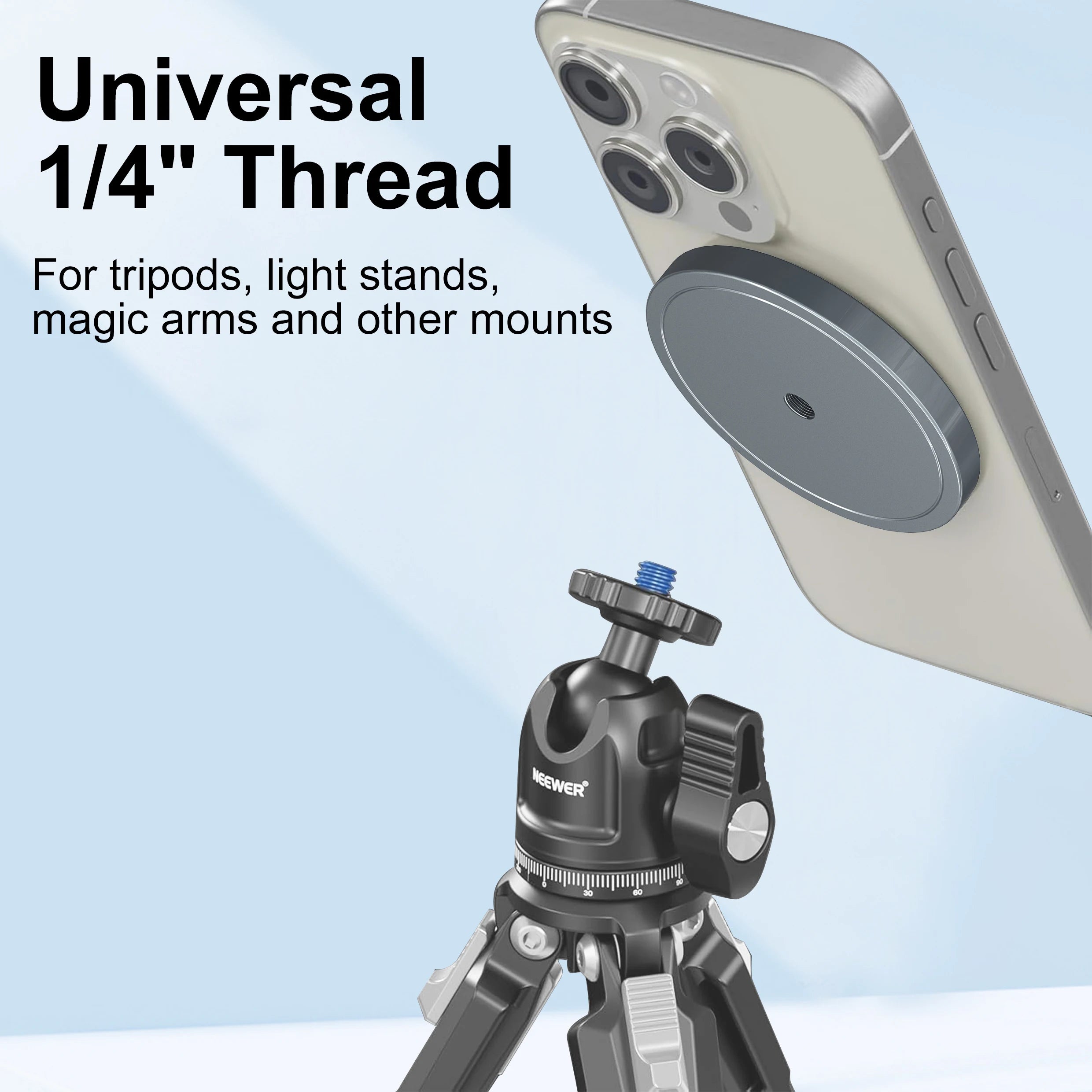 MagSafe Tripod Mount — 1/4" Thread, Lightweight & Compact