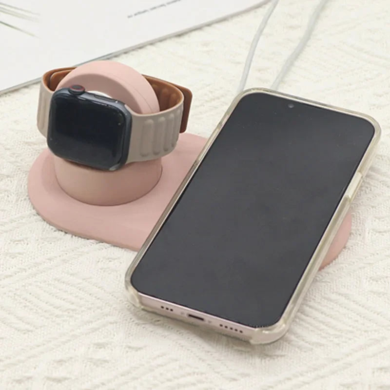3-in-1 Silicone Charging Stand — iPhone, Apple Watch & MagSafe Dock