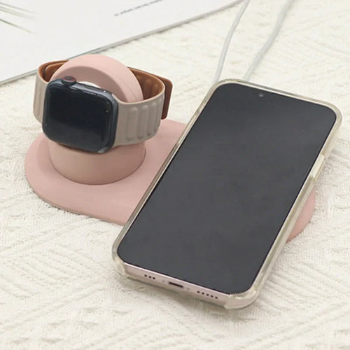 3-in-1 Silicone Charging Stand — iPhone, Apple Watch & MagSafe Dock