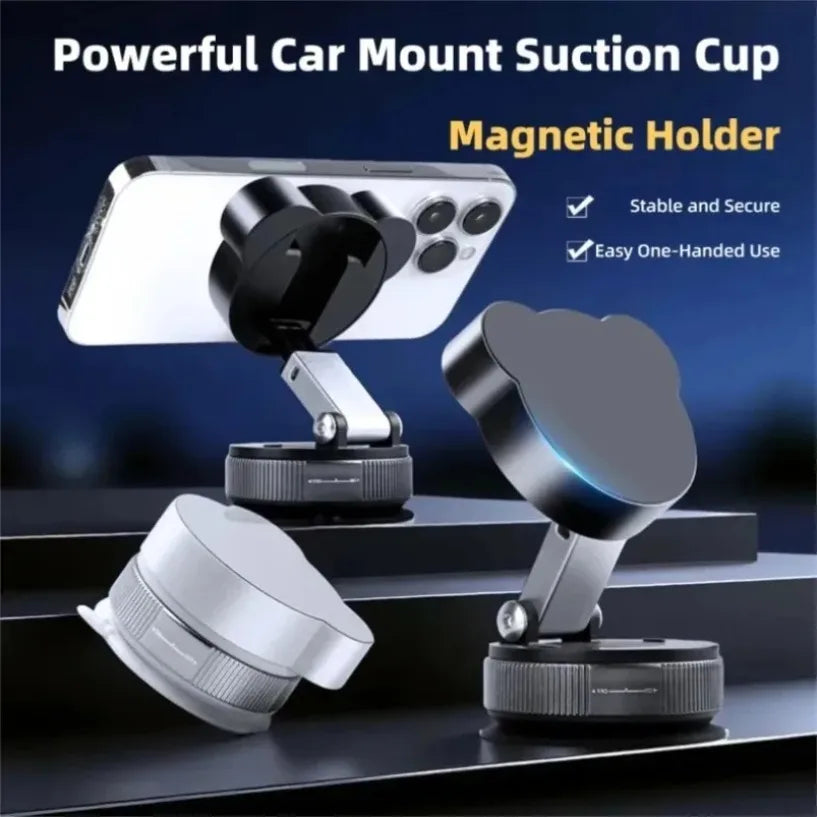 Car Vacuum Suction Cup Magnetic Phone Holder Foldable Desk Stand For