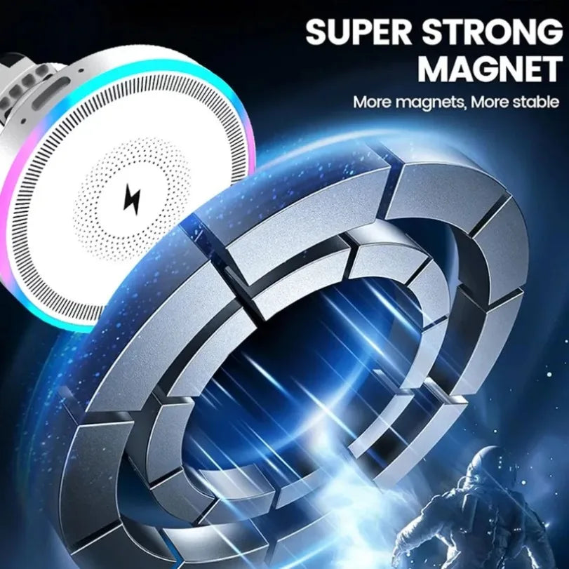 RGB Light Car Magnetic Wireless Charger Phone Holder Air Vent Stand
