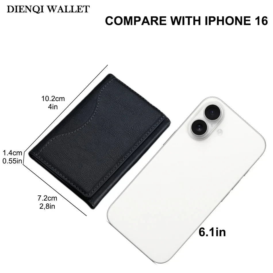 Trifold Magnetic Phone Wallet PU Leather Card Bag Magsafe Card Holder