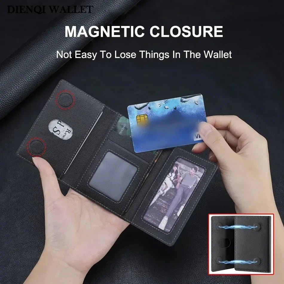 Trifold Magnetic Phone Wallet PU Leather Card Bag Magsafe Card Holder