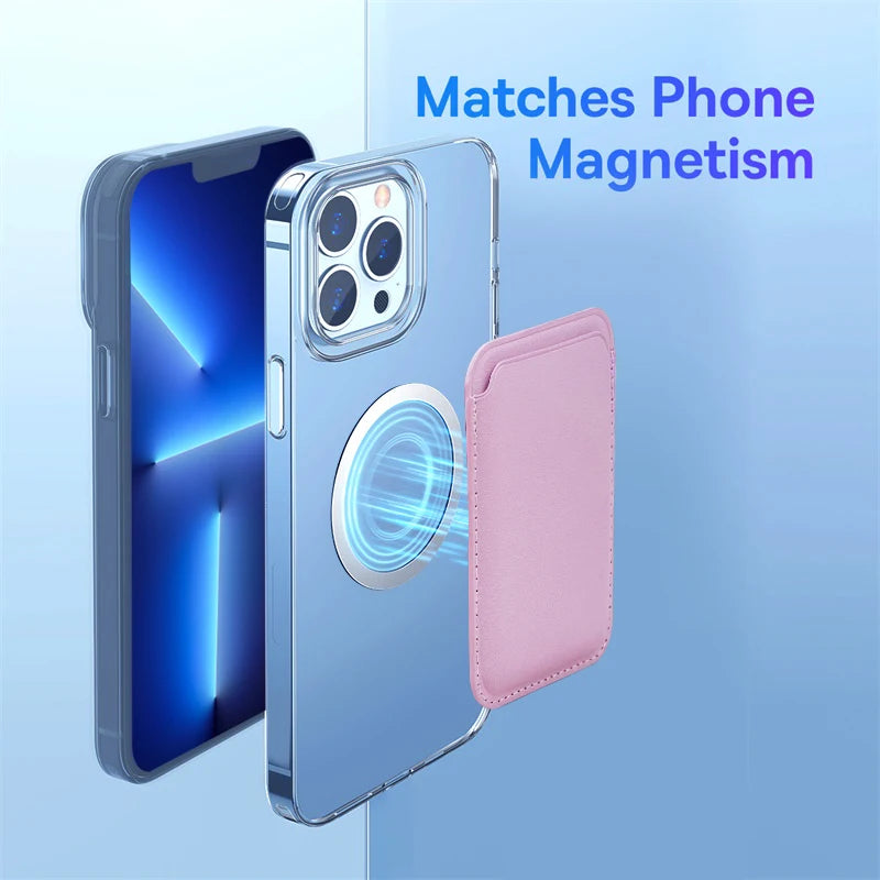 For Magsafe Magnetic Luxury Leather Adsorption Card Holder Wallet Case