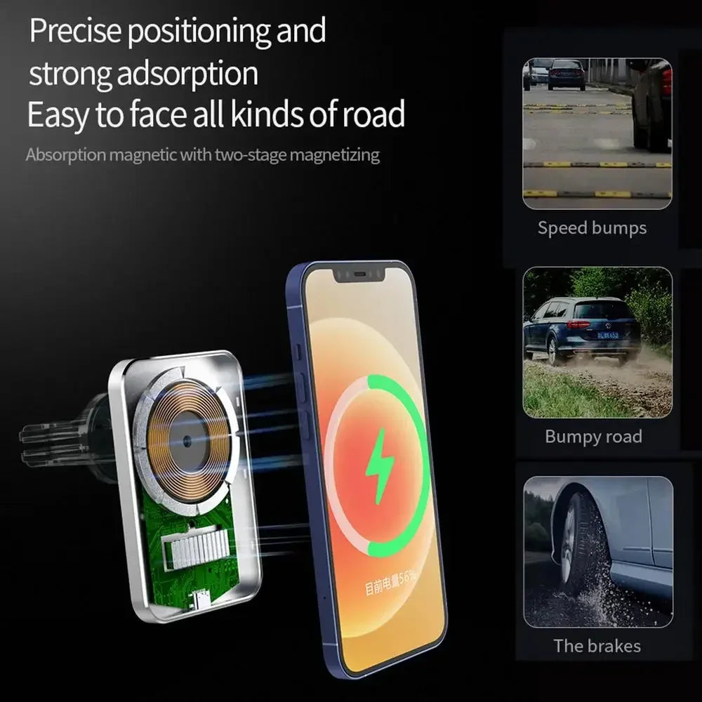 Car Phone Holder Stand Mount 30W Magnetic Car Wireless Charger For