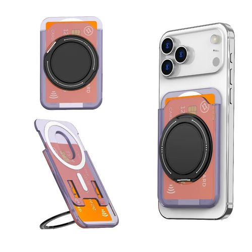 MagSafe Ring Stand & Wallet — 360° Rotating Card Holder Case