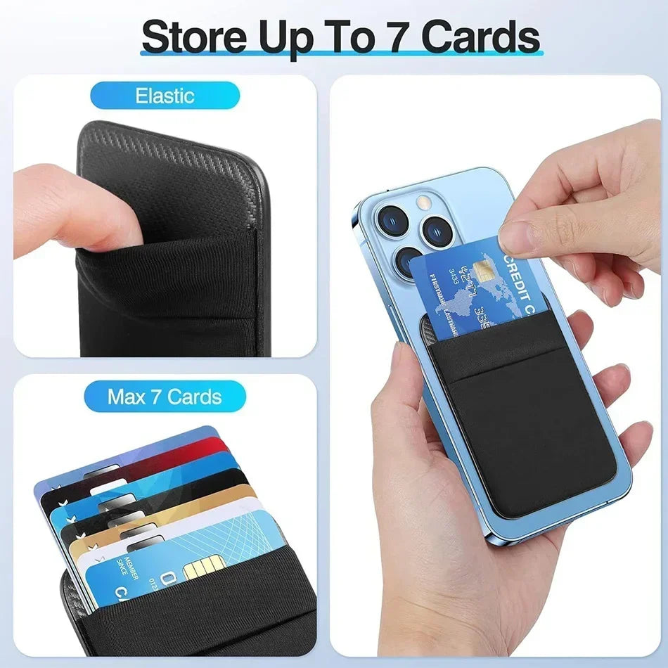 Mobile Phone Magsafe Wallet Mag Card Holder Elastic Slim Cardholder