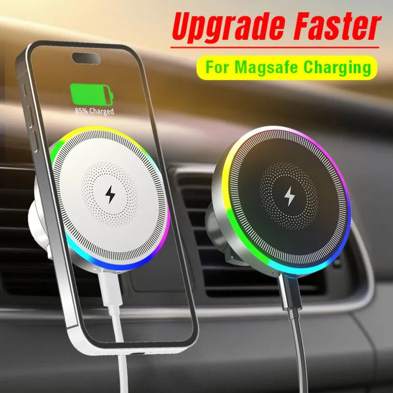 RGB Light Car Magnetic Wireless Charger Phone Holder Air Vent Stand