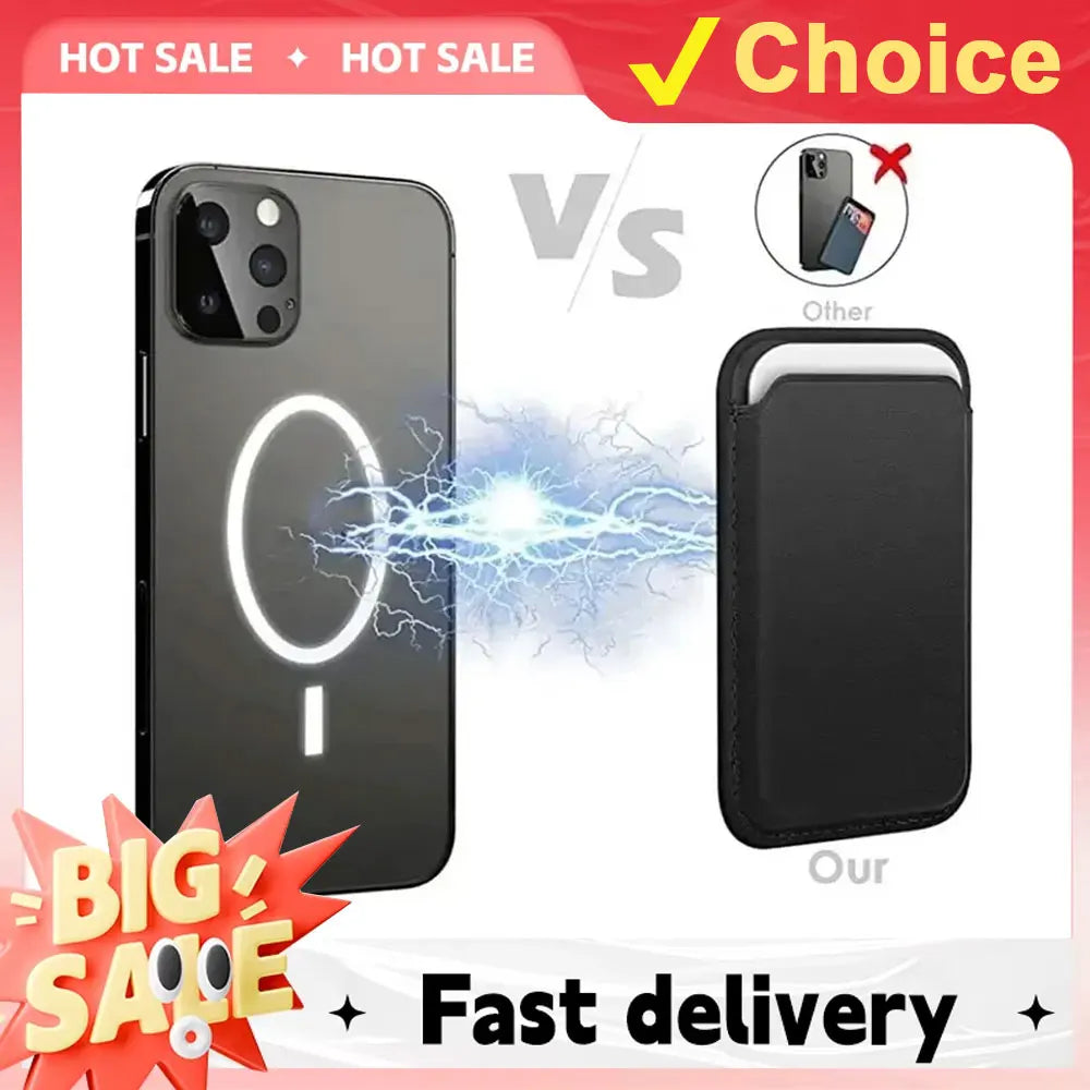 Premium Leather MagSafe Wallet Case for iPhone 15/14/13/12 Pro Max — Card Holder & Drop Protection