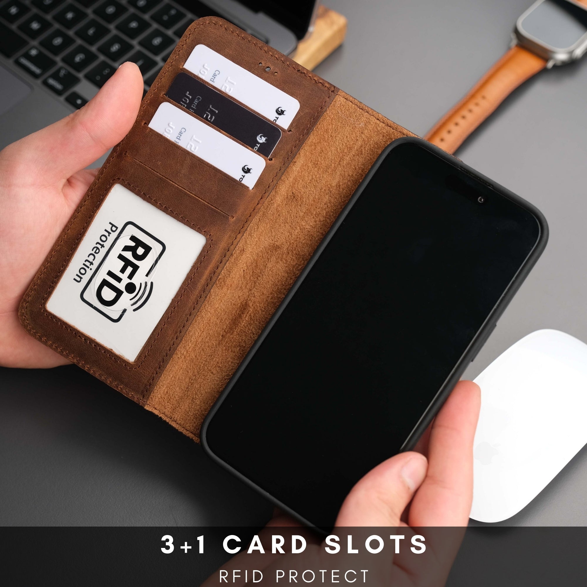 Casper Leather Wallet Case — MagSafe, iPhone 16 Pro Max