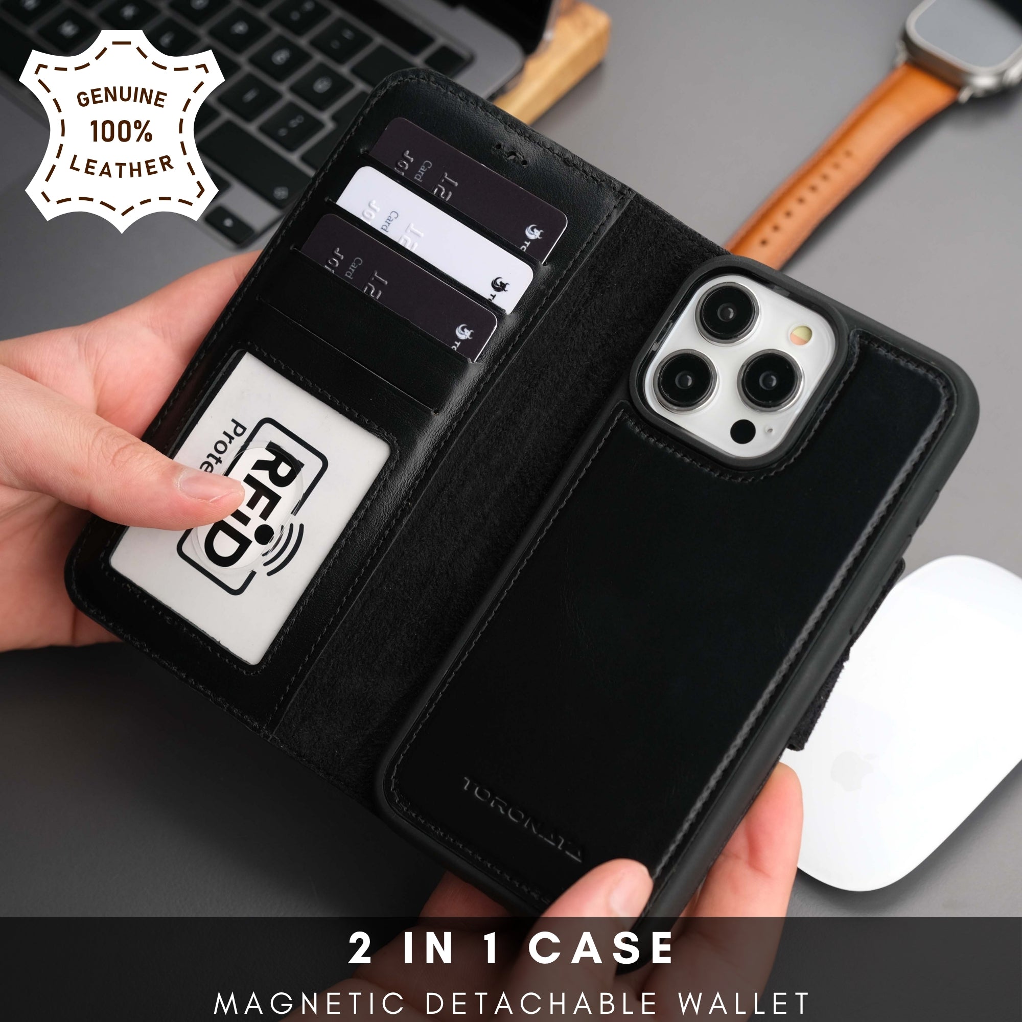 Casper Leather Wallet Case — MagSafe, iPhone 16 Pro Max
