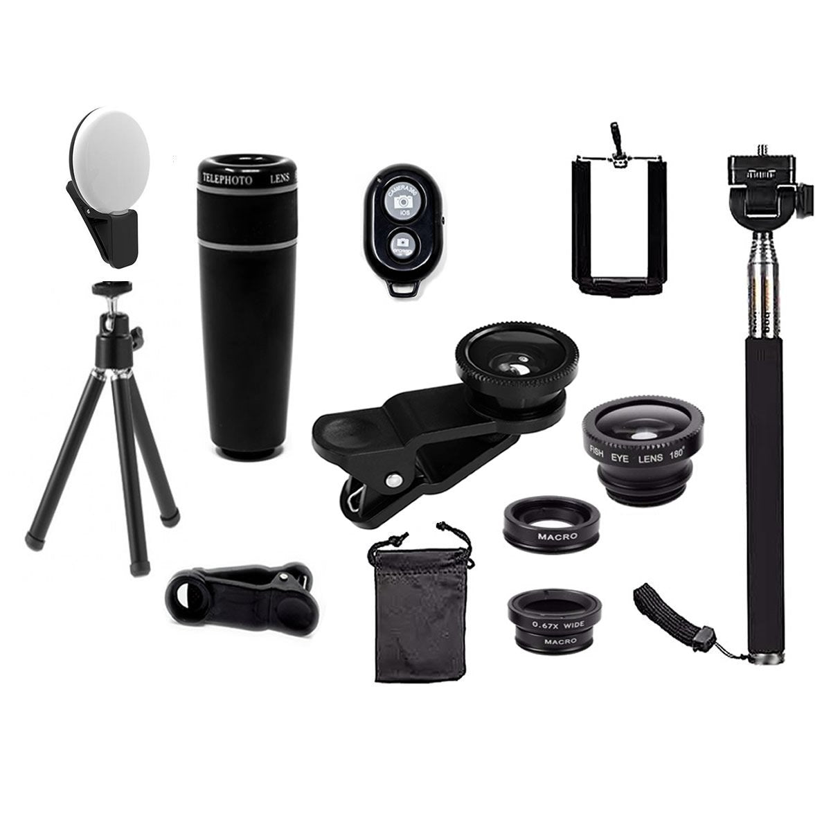 iPhone Camera Lens Kit — 11 Pro Lenses + Tripod & Bluetooth Remote