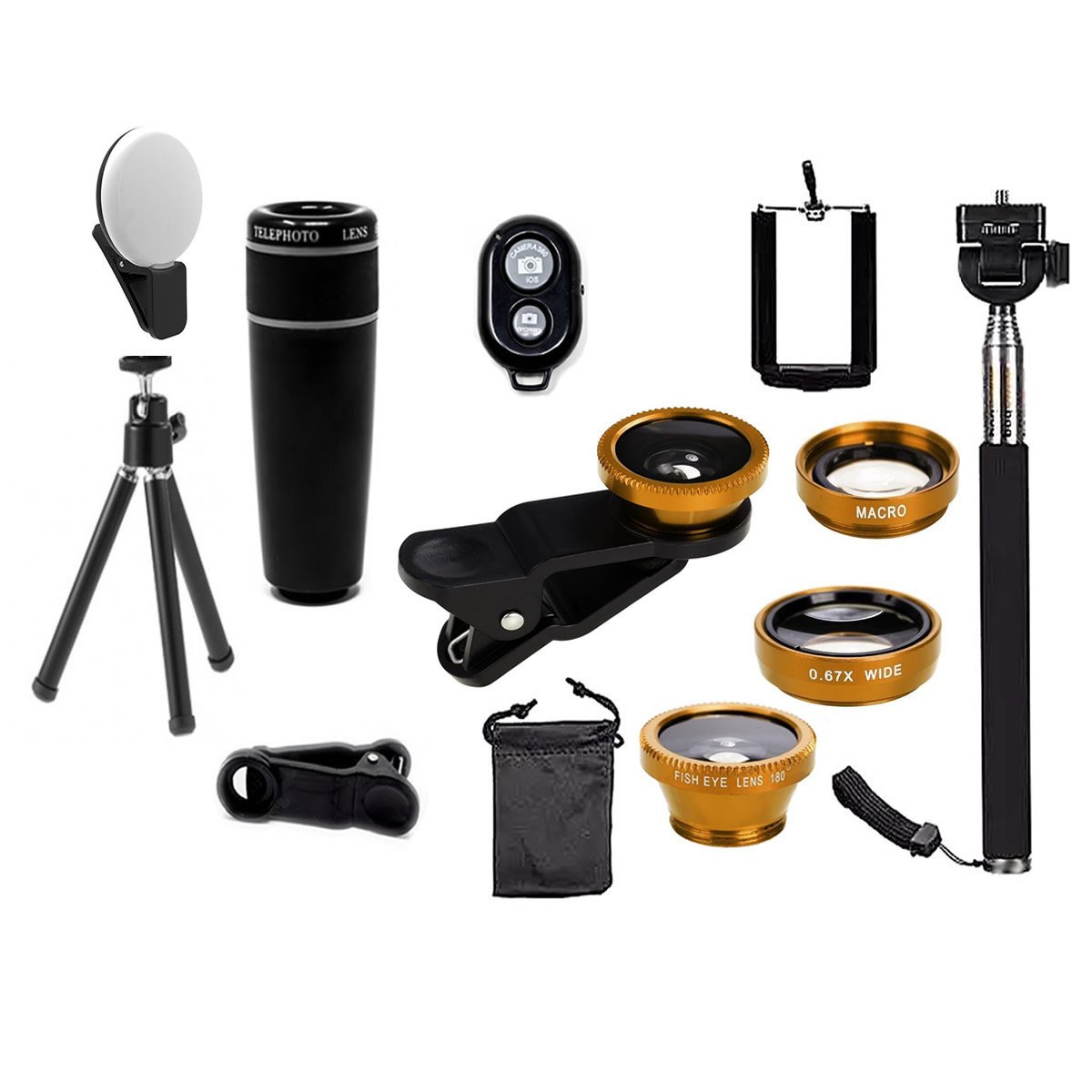 iPhone Camera Lens Kit — 11 Pro Lenses + Tripod & Bluetooth Remote